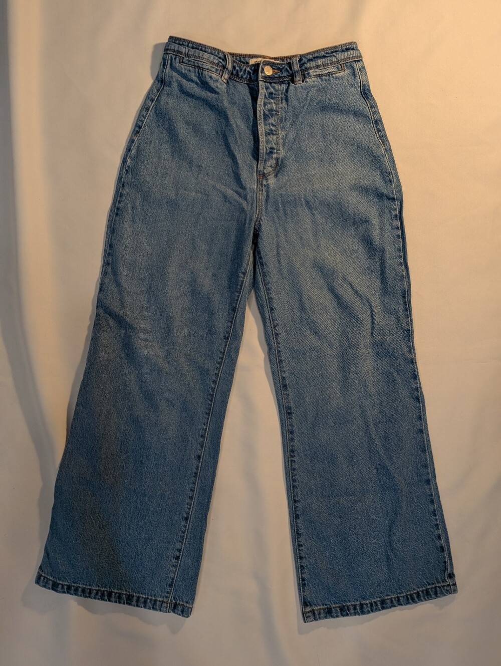 ROLLAS Size 28 Flare High Rise Wide Leg Medium Wash Button Fly Women's Jeans